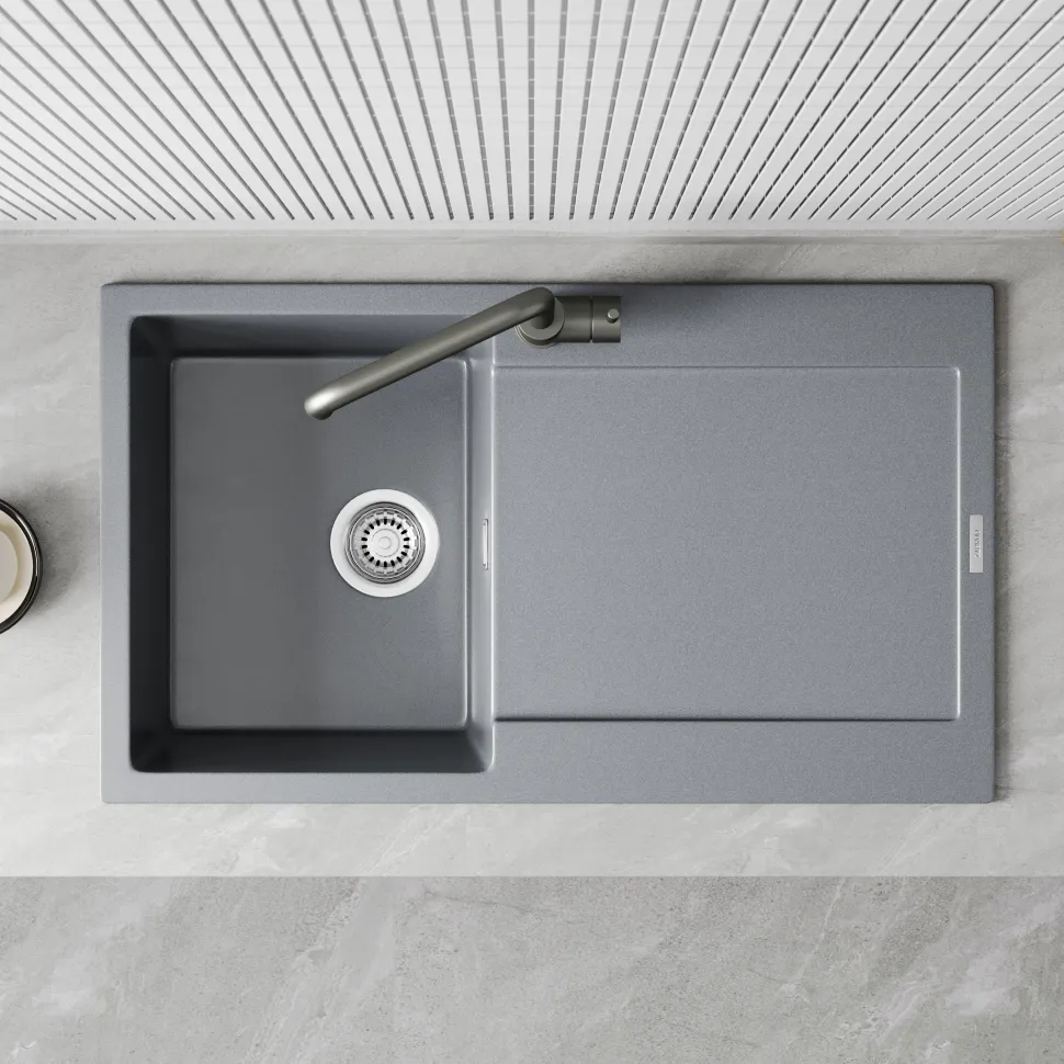 Vellamo Rocca Compact 1 Bowl Granite Composite Inset Kitchen Sink & Waste - 860 x 500mm