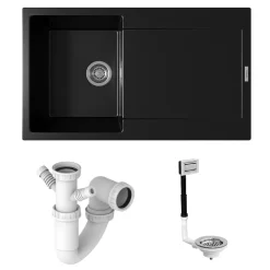 Vellamo Rocca Compact 1 Bowl Granite Composite Inset Kitchen Sink & Waste - 860 x 500mm