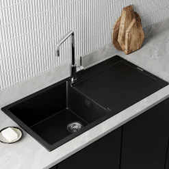 Vellamo Rocca Large 1 Bowl Granite Composite Inset Kitchen Sink & Waste - 1000 x 500mm