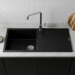 Vellamo Rocca Large 1 Bowl Granite Composite Inset Kitchen Sink & Waste - 1000 x 500mm