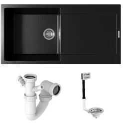 Vellamo Rocca Large 1 Bowl Granite Composite Inset Kitchen Sink & Waste - 1000 x 500mm