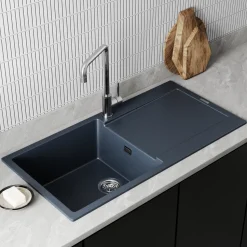 Vellamo Rocca Large 1 Bowl Granite Composite Inset Kitchen Sink & Waste - 1000 x 500mm