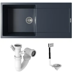 Vellamo Rocca Large 1 Bowl Granite Composite Inset Kitchen Sink & Waste - 1000 x 500mm