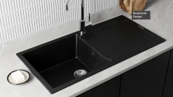Vellamo Rocca Large 1 Bowl Granite Composite Inset Kitchen Sink & Waste - 1000 x 500mm