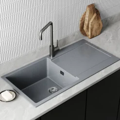 Vellamo Rocca Large 1 Bowl Granite Composite Inset Kitchen Sink & Waste - 1000 x 500mm