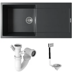 Vellamo Rocca Large 1 Bowl Granite Composite Inset Kitchen Sink & Waste - 1000 x 500mm