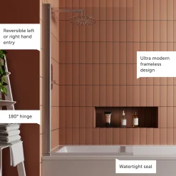 Vellamo Square Corner 6mm Glass Bath Screen - 1400 x 800mm