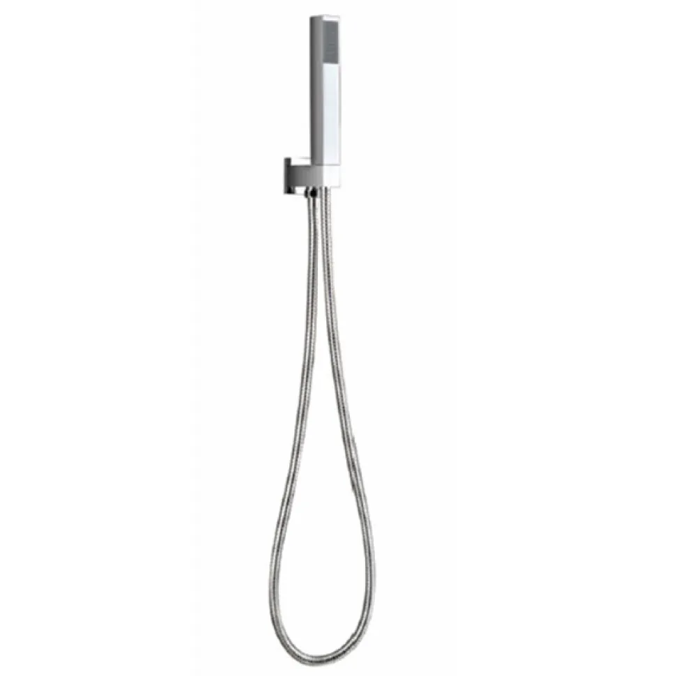 Vellamo Square Shower Handset with Outlet Elbow and Shower Hose