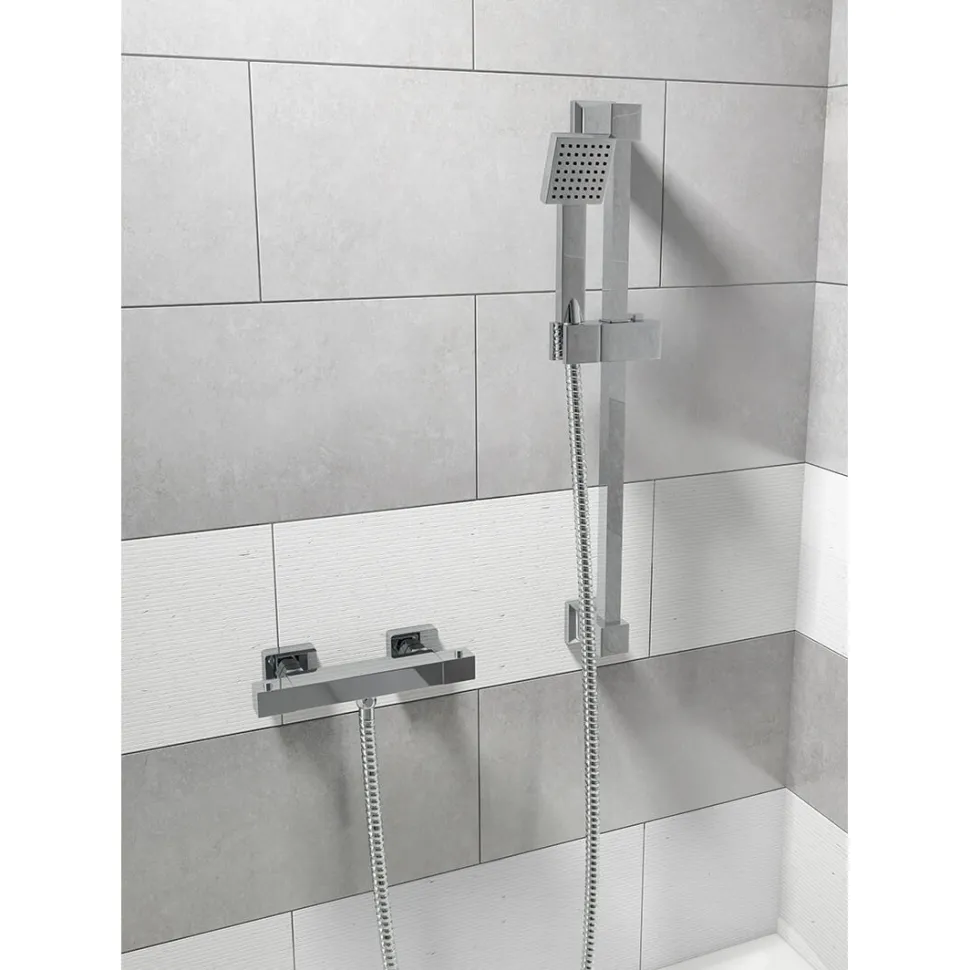 Vellamo Square Shower Slide Rail Kit - Polished Chrome