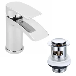 Vellamo Swift Chrome Basin Mixer Tap & Waste