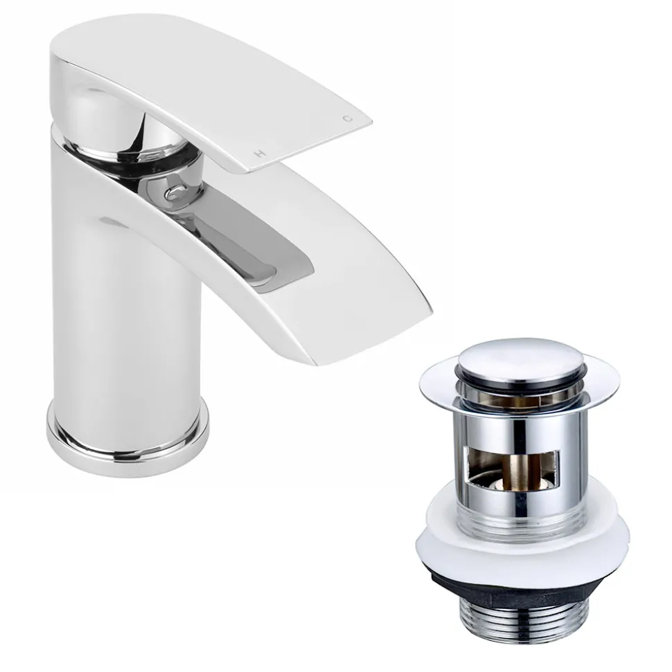 Vellamo Swift Chrome Basin Mixer Tap & Waste