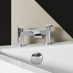 Vellamo Swift Chrome Basin Mixer Tap & Waste and Deck Mounted Bath Mixer Tap