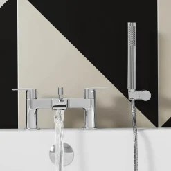 Vellamo Swift Chrome Basin Mixer Tap & Waste and Bath Shower Mixer Tap with Shower Kit