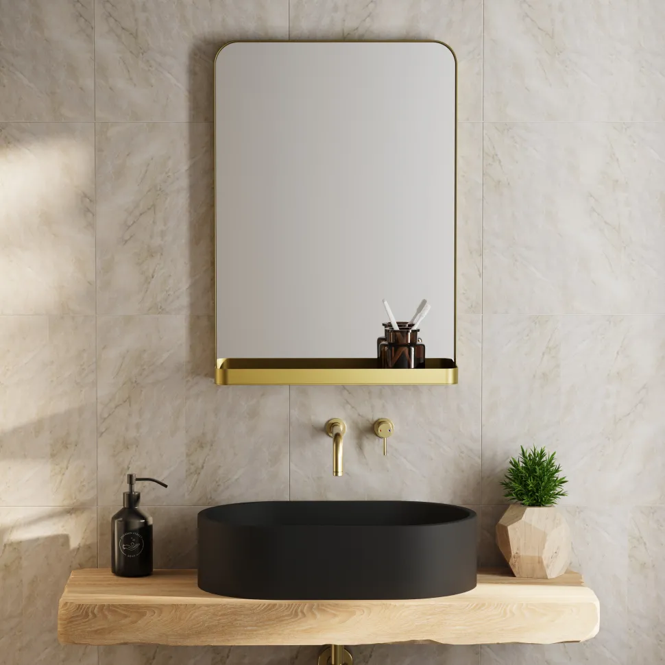 Vellamo Swift Framed Mirror & Shelf - 500 x 700mm