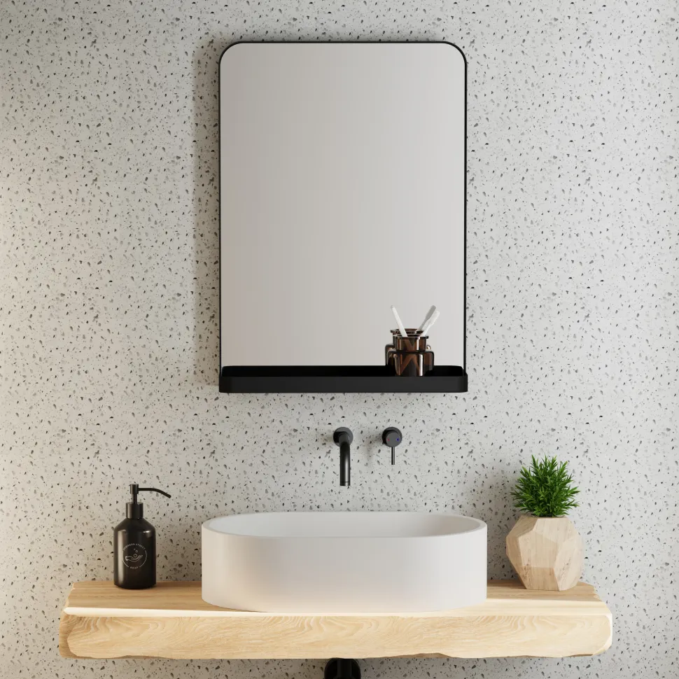 Vellamo Swift Framed Mirror & Shelf - 500 x 700mm