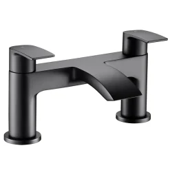Vellamo Swift Matt Black Basin Mixer Tap & Waste and Deck Mounted Bath Mixer Tap