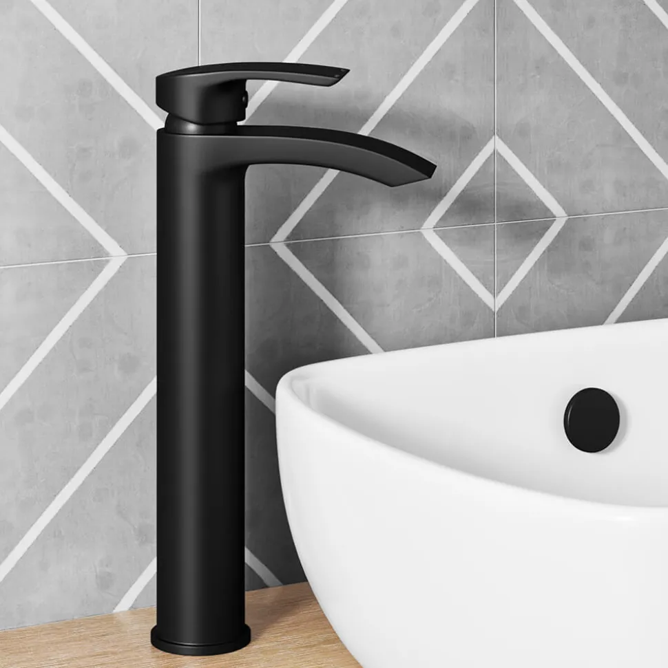 Vellamo Swift Matt Black Tall Basin Mixer Tap