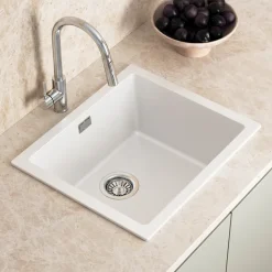 Vellamo Terra 1 Bowl Granite Composite Inset / Undermount Kitchen Sink & Waste - 533 x 457mm
