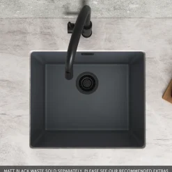 Vellamo Terra 1 Bowl Granite Composite Inset / Undermount Kitchen Sink & Waste - 533 x 457mm