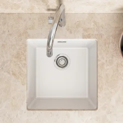 Vellamo Terra 1 Bowl Granite Composite Inset or Undermount Kitchen Sink & Waste - 430 x 460mm