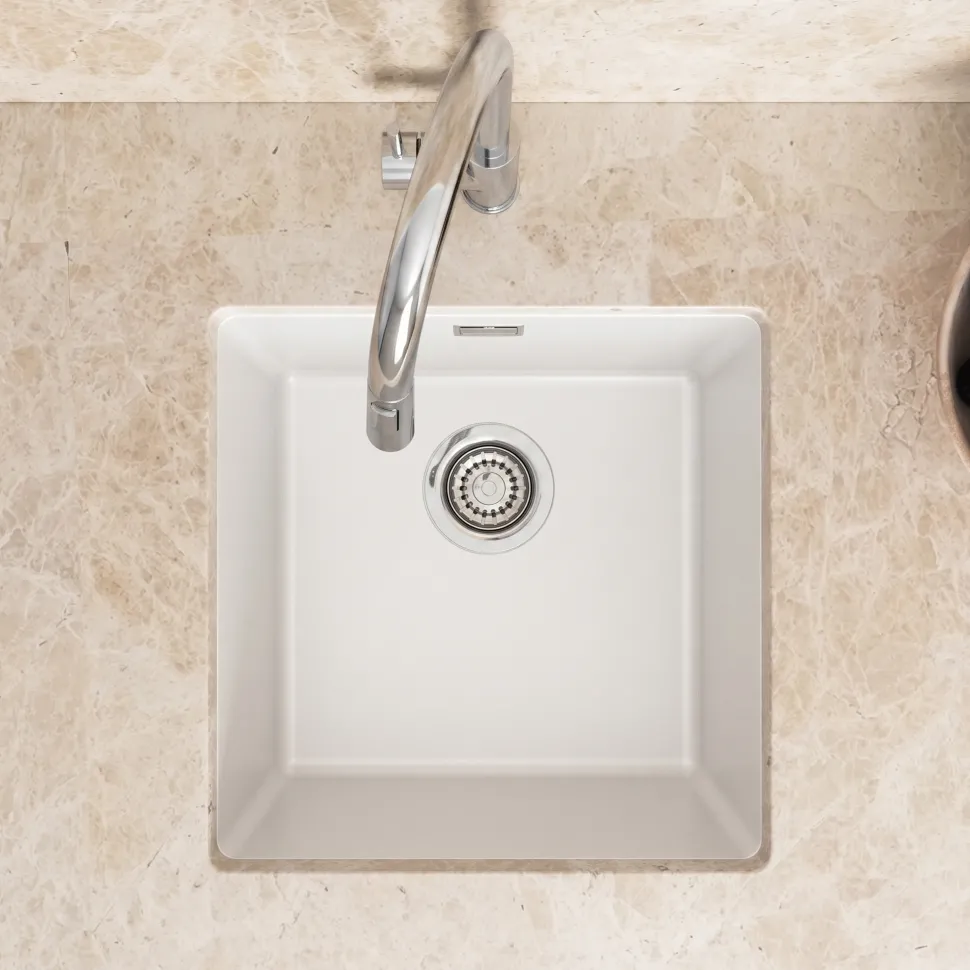 Vellamo Terra 1 Bowl Granite Composite Inset or Undermount Kitchen Sink & Waste - 430 x 460mm