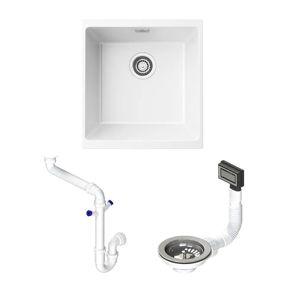 Vellamo Terra 1 Bowl Granite Composite Inset or Undermount Kitchen Sink & Waste - 430 x 460mm