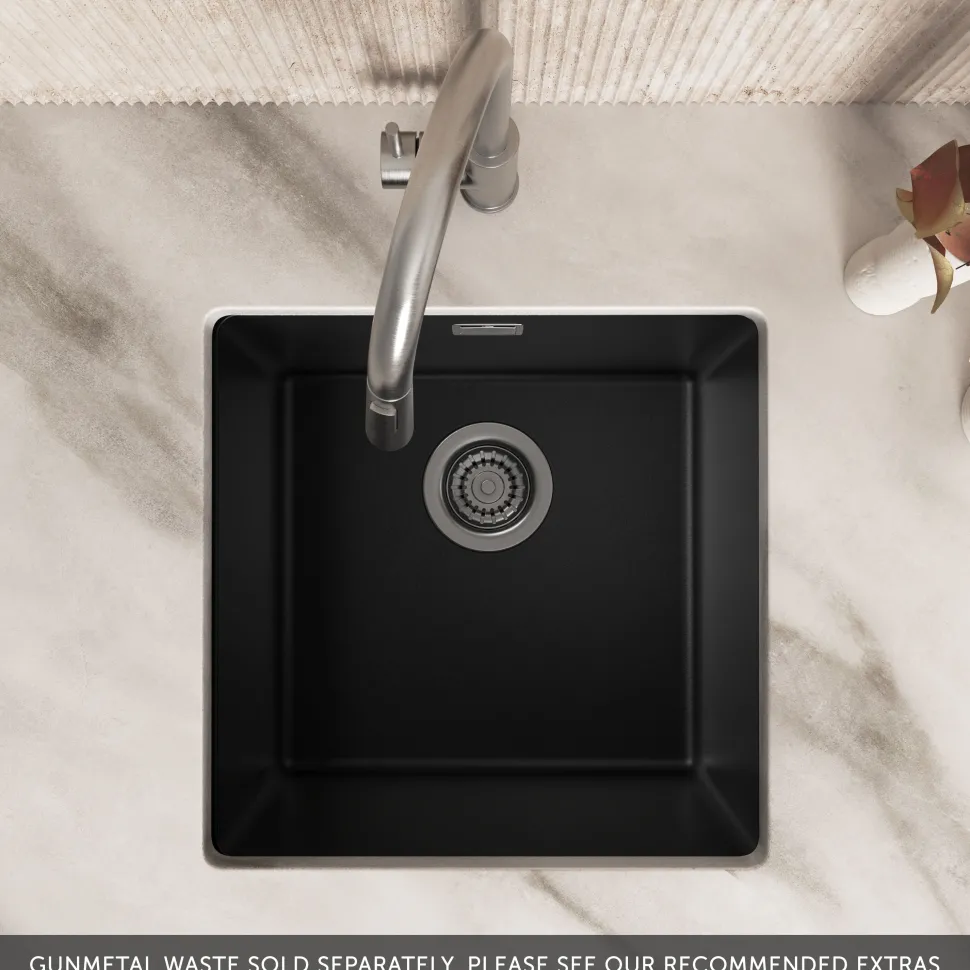 Vellamo Terra 1 Bowl Granite Composite Inset or Undermount Kitchen Sink & Waste - 430 x 460mm