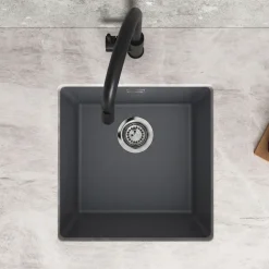 Vellamo Terra 1 Bowl Granite Composite Inset or Undermount Kitchen Sink & Waste - 430 x 460mm