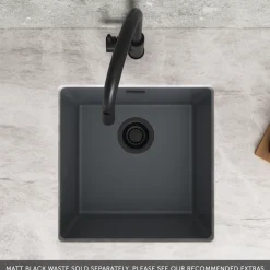 Vellamo Terra 1 Bowl Granite Composite Inset or Undermount Kitchen Sink & Waste - 430 x 460mm