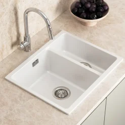 Vellamo Terra 1.5 Bowl Granite Composite Inset/Undermount Kitchen Sink & Waste Kit - 555 x 460mm