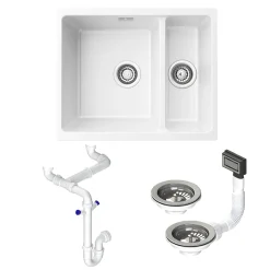 Vellamo Terra 1.5 Bowl Granite Composite Inset/Undermount Kitchen Sink & Waste Kit - 555 x 460mm