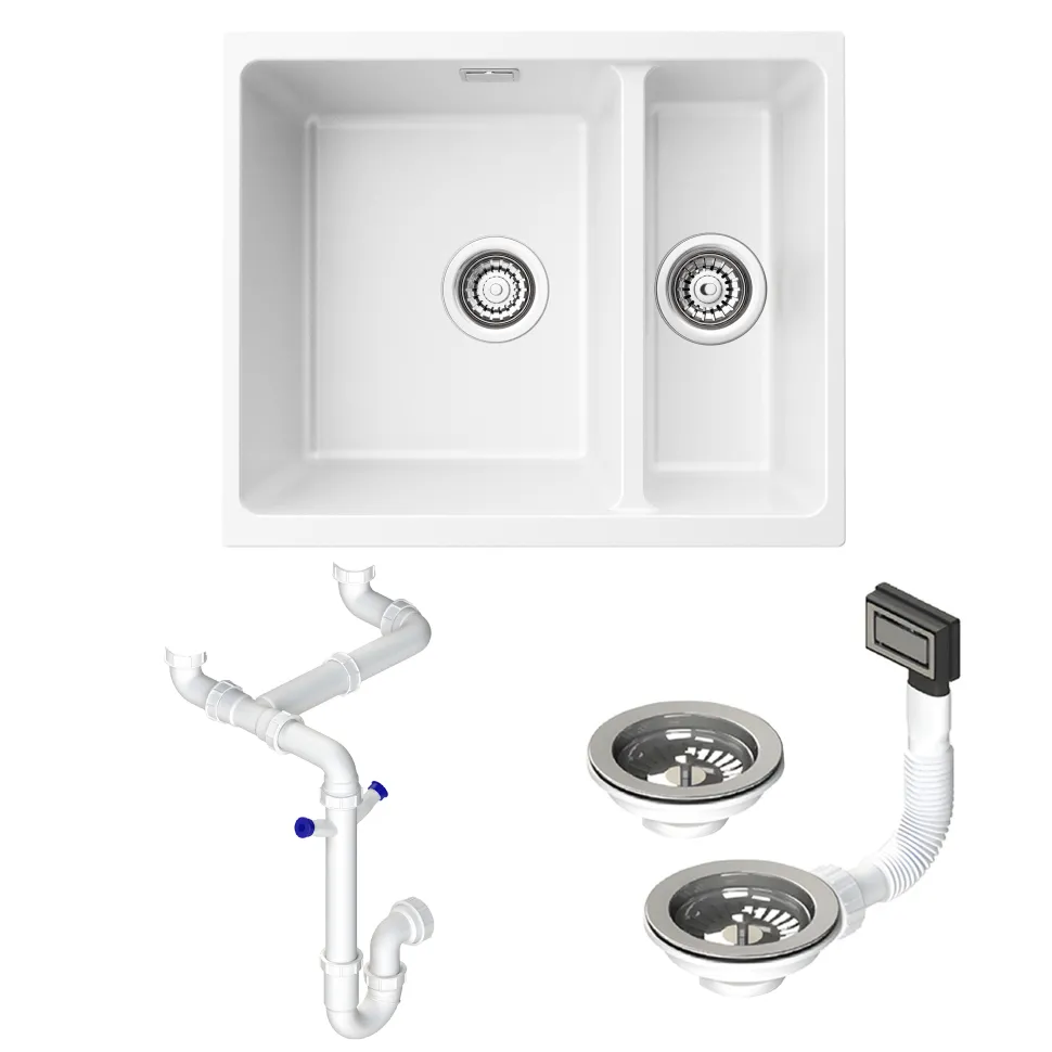 Vellamo Terra 1.5 Bowl Granite Composite Inset/Undermount Kitchen Sink & Waste Kit - 555 x 460mm