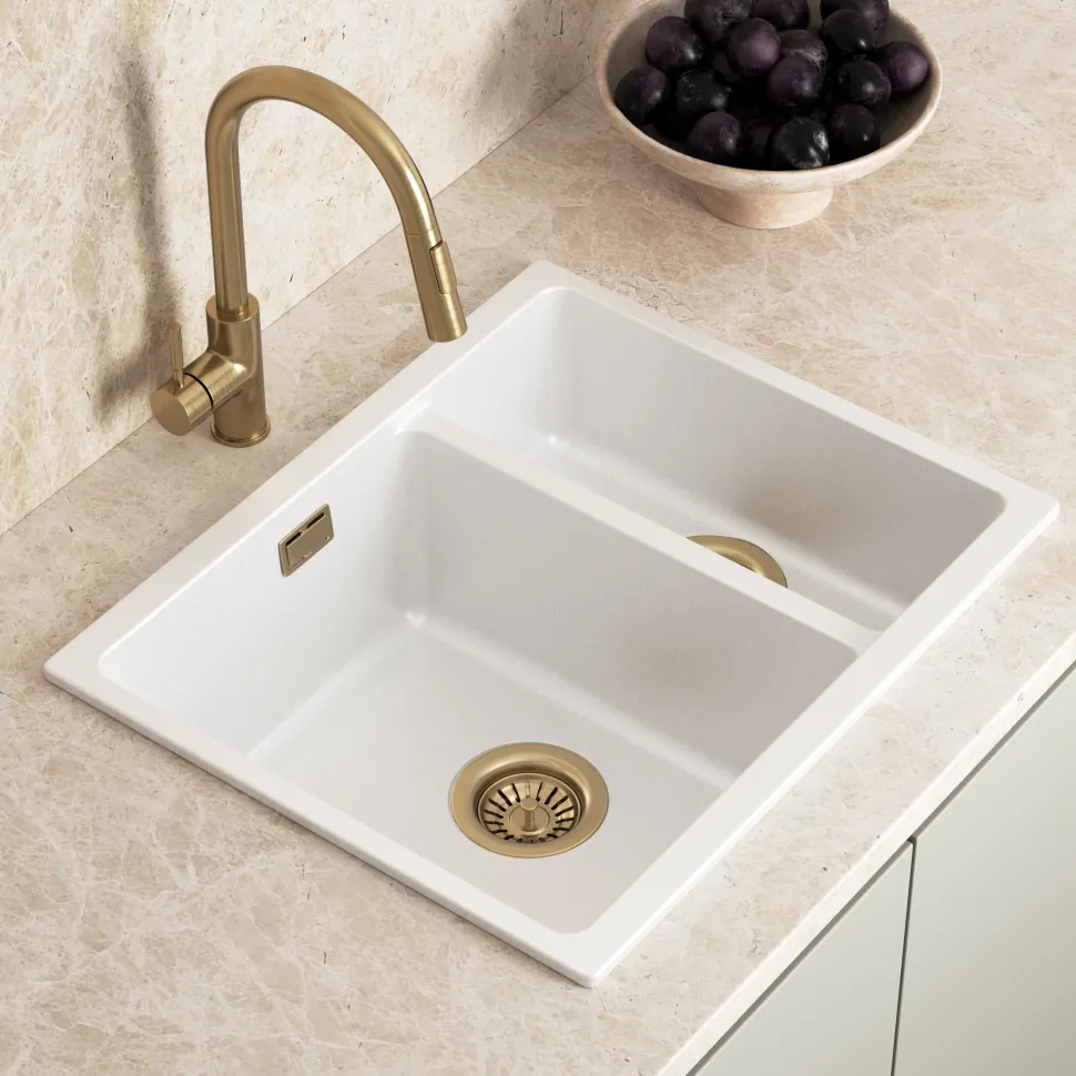 Vellamo Terra 1.5 Bowl Granite Composite Inset/Undermount Kitchen Sink & Waste Kit - 555 x 460mm