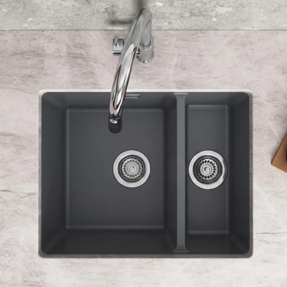 Vellamo Terra 1.5 Bowl Granite Composite Inset/Undermount Kitchen Sink & Waste Kit - 555 x 460mm