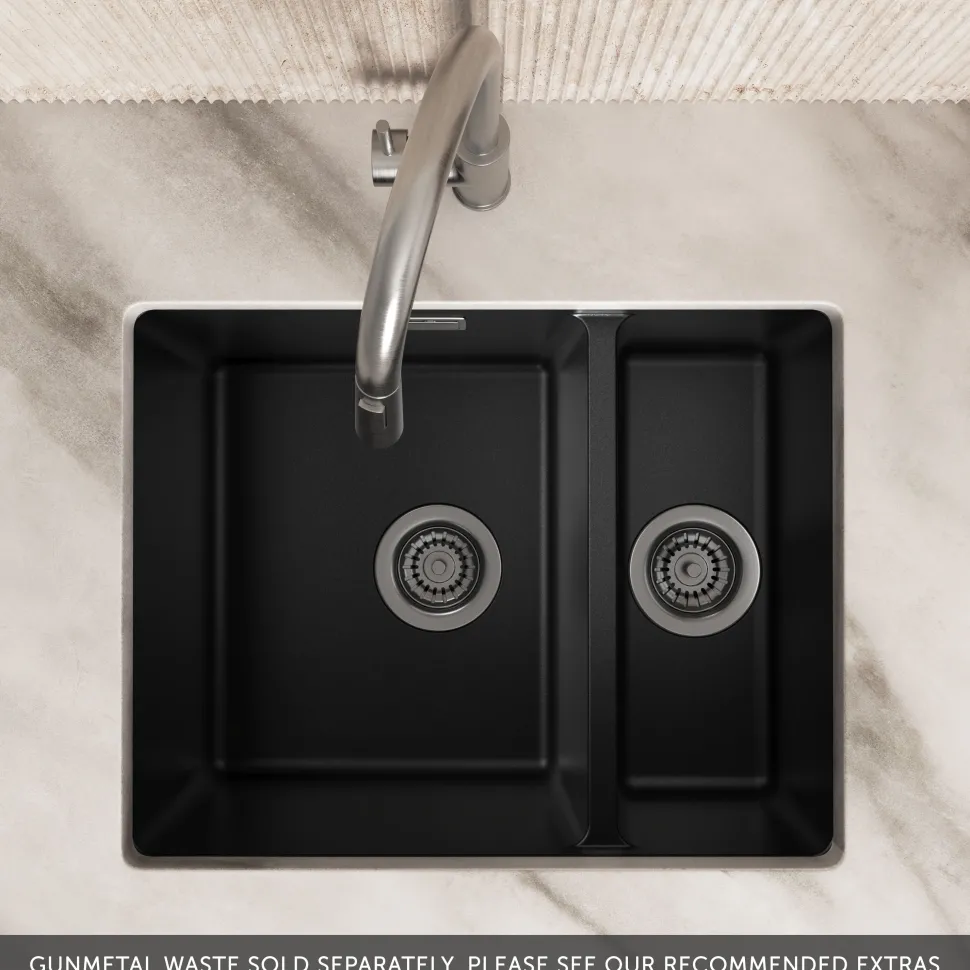 Vellamo Terra 1.5 Bowl Granite Composite Inset/Undermount Kitchen Sink & Waste Kit - 555 x 460mm