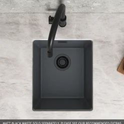 Vellamo Terra Compact 1 Bowl Granite Composite Inset or Undermount Kitchen Sink & Waste - 370 x 460mm