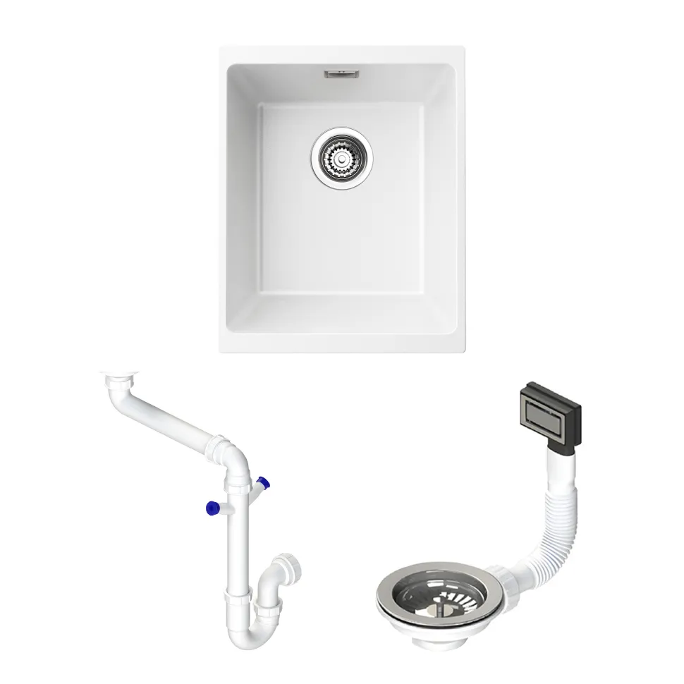 Vellamo Terra Compact 1 Bowl Granite Composite Inset or Undermount Kitchen Sink & Waste - 370 x 460mm