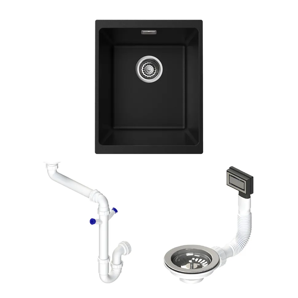 Vellamo Terra Compact 1 Bowl Granite Composite Inset or Undermount Kitchen Sink & Waste - 370 x 460mm
