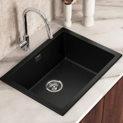 Vellamo Terra Large 1 Bowl Granite Composite Inset / Undermount Kitchen Sink & Waste - 610 x 460mm