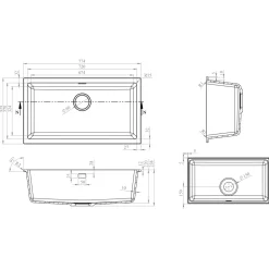 Vellamo Terra XL 1 Bowl Granite Composite Inset / Undermount Kitchen Sink & Waste - 774 x 434mm