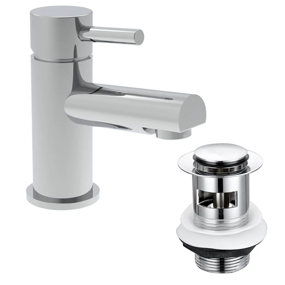 Vellamo Twist Chrome Basin Mixer Tap & Waste