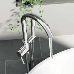 Vellamo Twist Chrome Floorstanding Bath Shower Mixer Tap