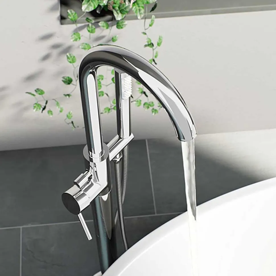 Vellamo Twist Chrome Floorstanding Bath Shower Mixer Tap