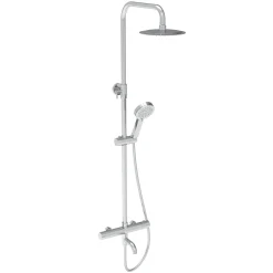 Vellamo Twist Exposed 3 Outlet Rigid Riser Thermostatic Shower Set with Integrated Bath Spout