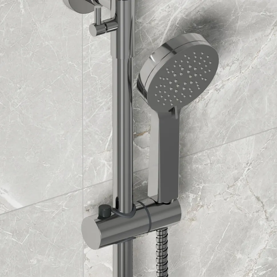 Vellamo Twist Round Thermostatic Shower Valve, Fixed Head & Handset Shower Set - Chrome