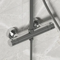 Vellamo Twist Round Thermostatic Shower Valve, Fixed Head & Handset Shower Set - Chrome