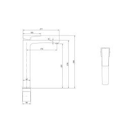 Villeroy & Boch Architectura Square Tall Basin Mixer Tap with Click Clack Waste
