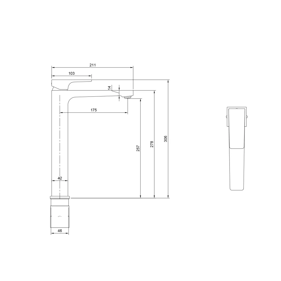 Villeroy & Boch Architectura Square Tall Basin Mixer Tap with Click Clack Waste