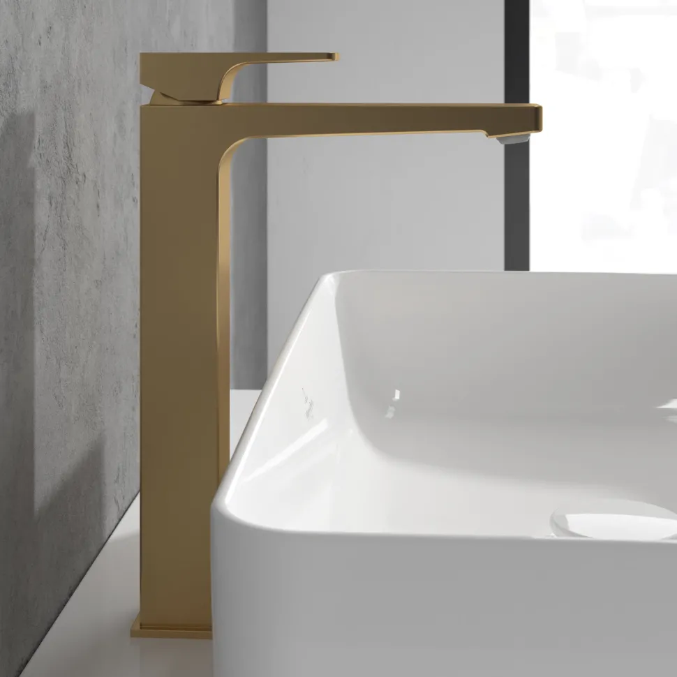 Villeroy & Boch Architectura Square Tall Basin Mixer Tap with Click Clack Waste