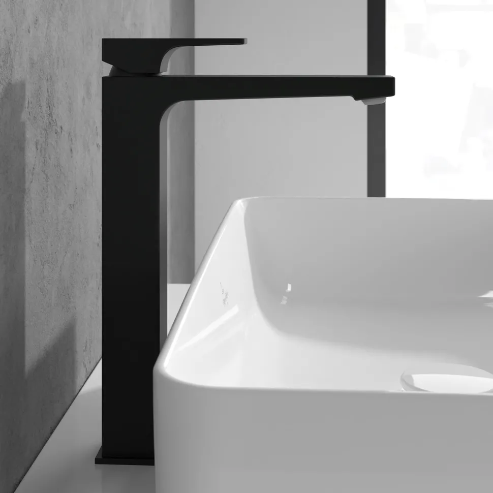 Villeroy & Boch Architectura Square Tall Basin Mixer Tap with Click Clack Waste